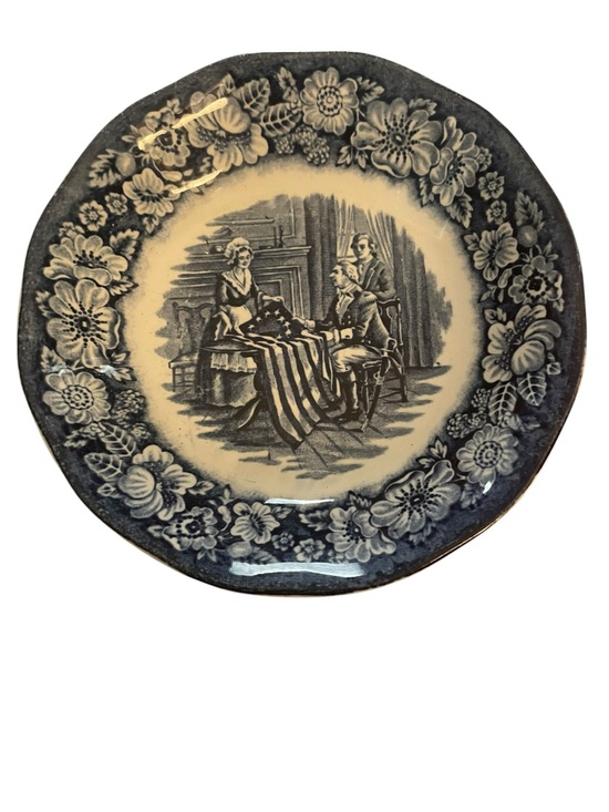 Staffordshire Other - Liberty Blue Berry Bowl “Betsy Ross"Staffordshire Ironstone